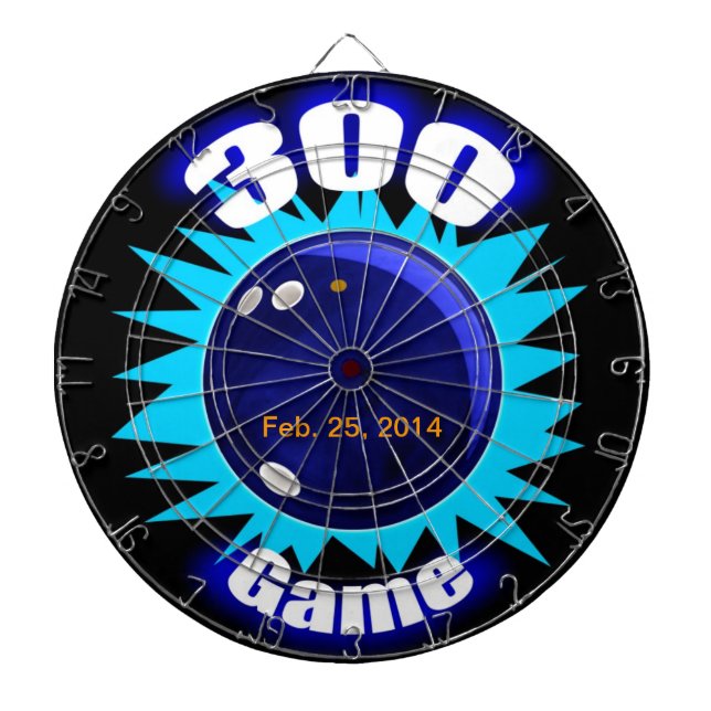 Bowling 300 Game, mit Datum, Dartscheibe (vorne)