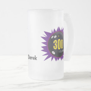 Bowling 300 Spiel, Lila mit Bowlingball-Kunst, Mattglas Bierglas