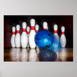 Bowling 300 Spiel Pins und Ball, Wandkunst Poster