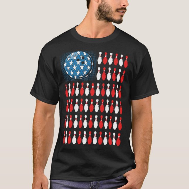 Bowling America Flag  Bowling Players &  Costume T-Shirt (Vorderseite)