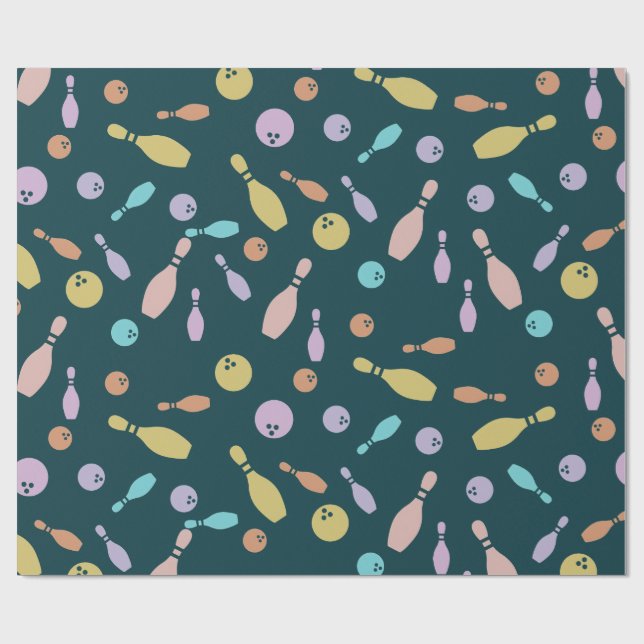 Bowling and Ball Pattern Geschenkpapier (Flach)