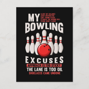 Bowling Ausreden Funny Bowler Spaß Postkarte