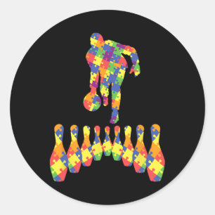 Bowling-Autismus-Bewusstseins-T-Shirt für Autismus Runder Aufkleber