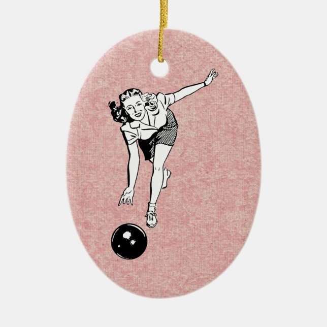 Bowling Babe Keramik Ornament (Vorne)