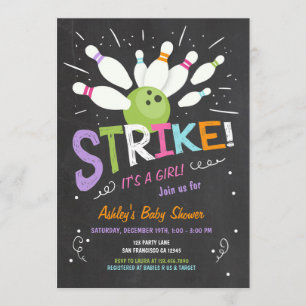 Bowling Baby Dusche Einladung Rosa Lila Mädchen