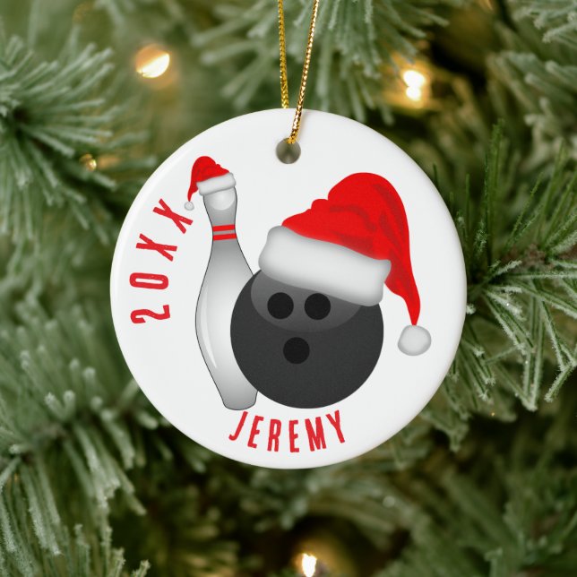 Bowling Ball and Pin Christmas Keramik Ornament (Baum)