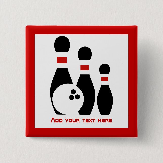 Bowling Ball & Black Red Pins Button (Vorderseite)