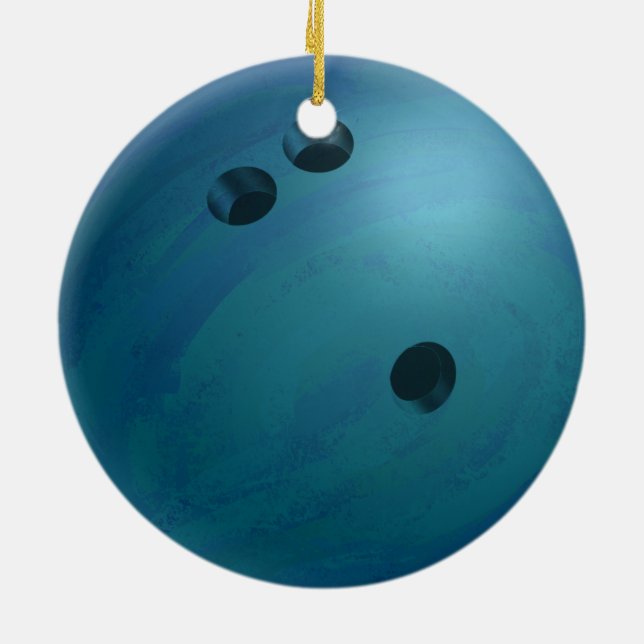 Bowling Ball Blue Keramikornament (Hinten)