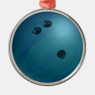 Bowling Ball Blue Silbernes Ornament