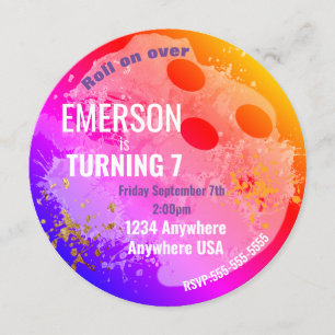 BOWLING BALL, Bowling, Glow Bowling Geburtstag Neb Einladung