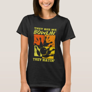 Bowling Ball Button Bowler Strike Bowling Fanatic  T-Shirt