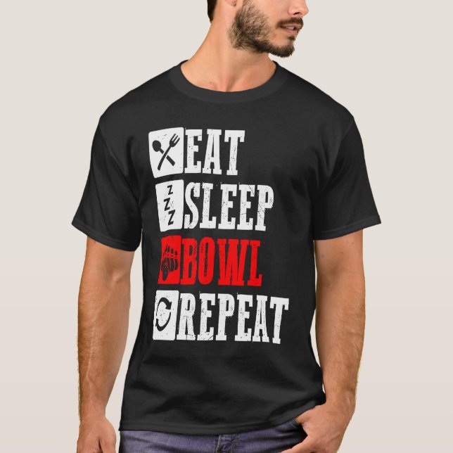 Bowling Ball Button Bowler Strike Bowling Fanatic  T-Shirt (Vorderseite)