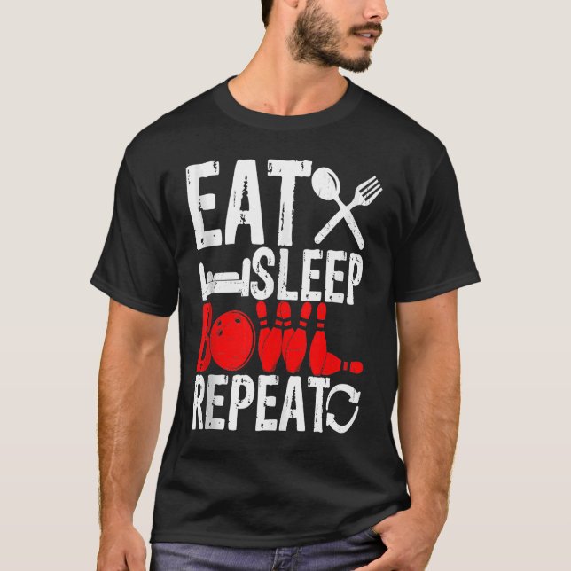 Bowling Ball Button Bowler Strike Team Bowling All T-Shirt (Vorderseite)