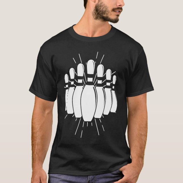 Bowling Ball Button Bowler Strike Team Bowling All T-Shirt (Vorderseite)