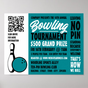 Bowling Ball & Button, Ten-Button Bowling Turnier Poster