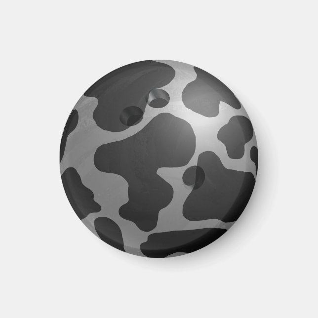 Bowling Ball Cow Gray Magnet (Vorne)