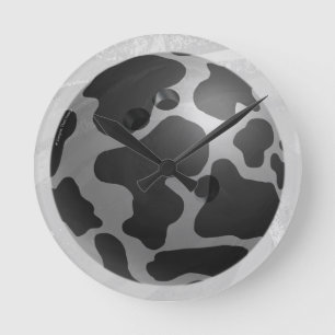 Bowling Ball Cow Gray Runde Wanduhr