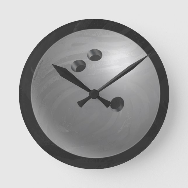Bowling Ball Gray Runde Wanduhr (Vorderseite)