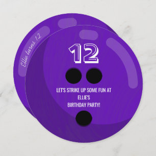 Bowling Ball KINDERGEBURTSTAG PARTY LILA Einladung