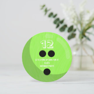 Bowling Ball | KINDERGEBURTSTAG PARTY | Neon Green Einladung