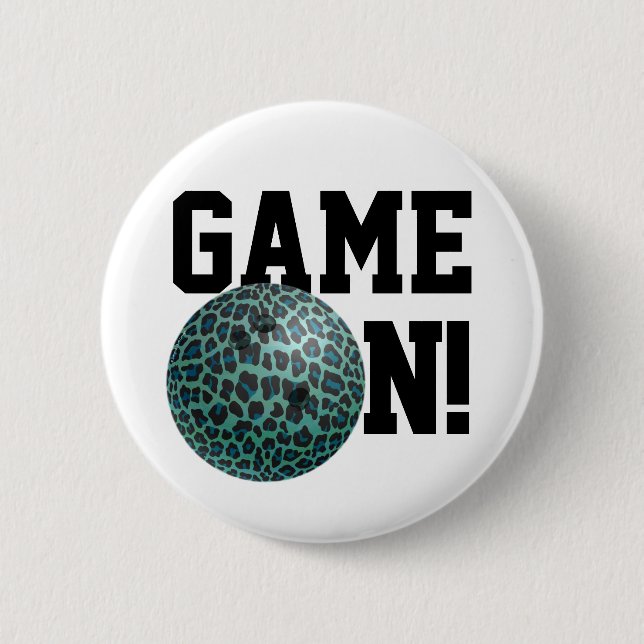 Bowling Ball Leopard Aquamarin Button (Vorderseite)