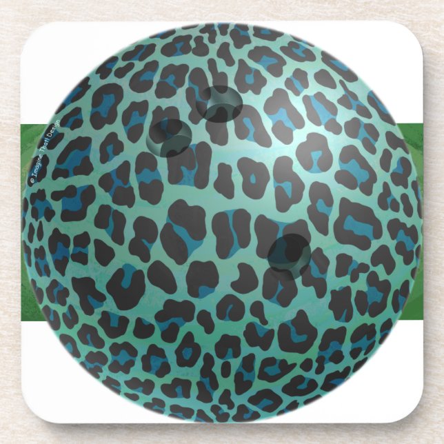Bowling Ball Leopard Aquamarin Getränkeuntersetzer (Vorderseite)