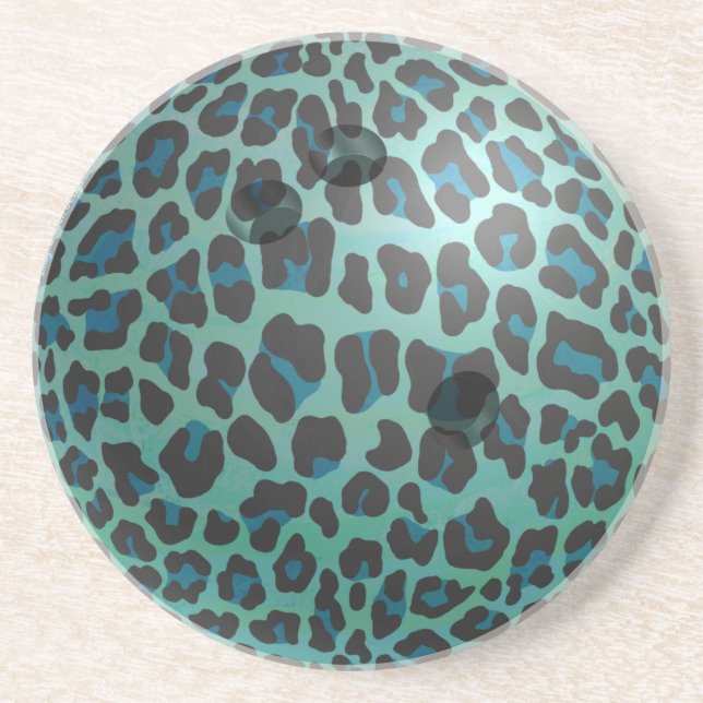 Bowling Ball Leopard Aquamarin Getränkeuntersetzer (Vorne)