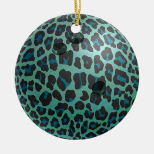 Bowling Ball Leopard Aquamarin Keramikornament