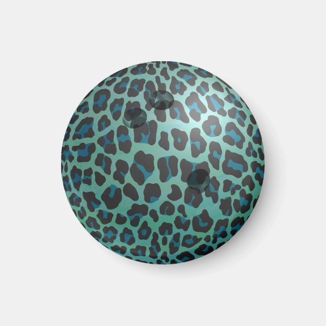 Bowling Ball Leopard Aquamarin Magnet (Vorne)