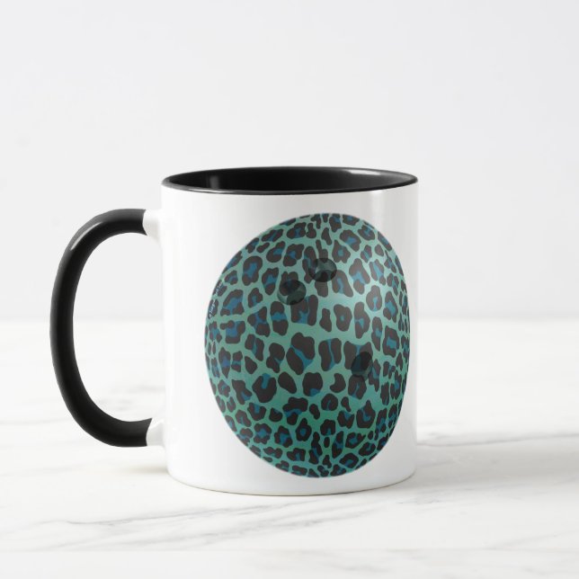 Bowling Ball Leopard Aquamarin Tasse (Links)