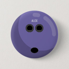 Bowling Ball mit Ihrem Namen | Lila/schwarz Button