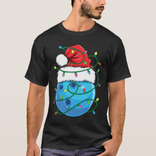 Bowling Ball mit Weihnachtsmannmütze Männer Jungen T-Shirt