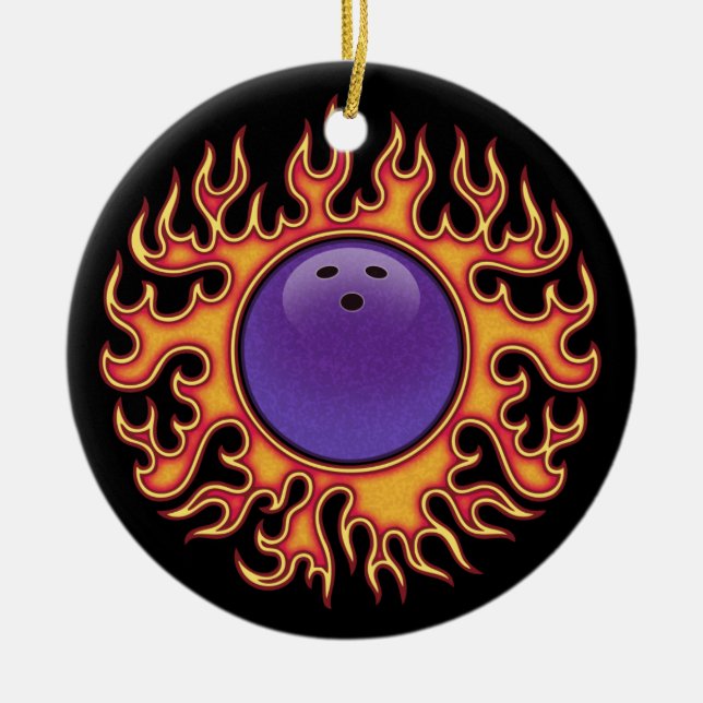 Bowling Ball-O-Feuer Keramik Ornament (Vorne)