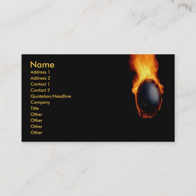 Bowling Ball on Fire Business Card Visitenkarte (Vorderseite)