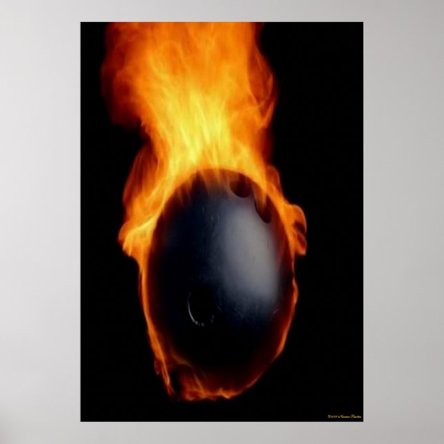Bowling Ball on Fire Print Poster (Vorne)