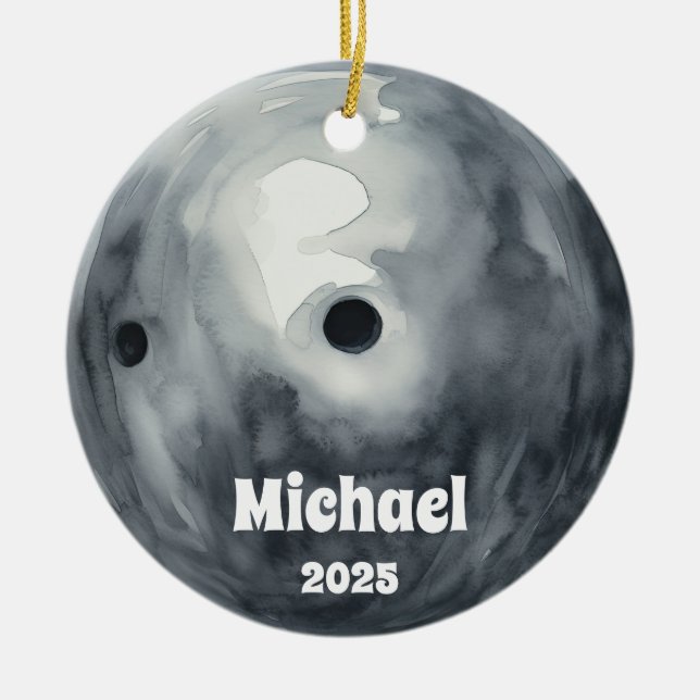 Bowling Ball Ornament, Ornament, Kinder Sport Keramik Ornament (Vorne)