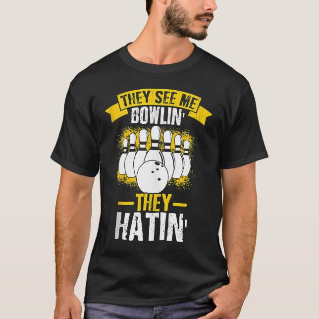 Bowling Ball Pin Bowler Strike Bowling Team Bowlin T-Shirt (Vorderseite)