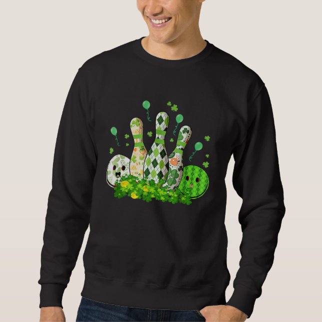 Bowling Ball Shamrock Leprechaun St Patricks Day B Sweatshirt (Vorderseite)