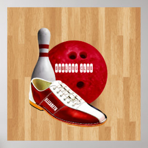Bowling Ball Shoe und Button mit Ihrem Individuell Poster