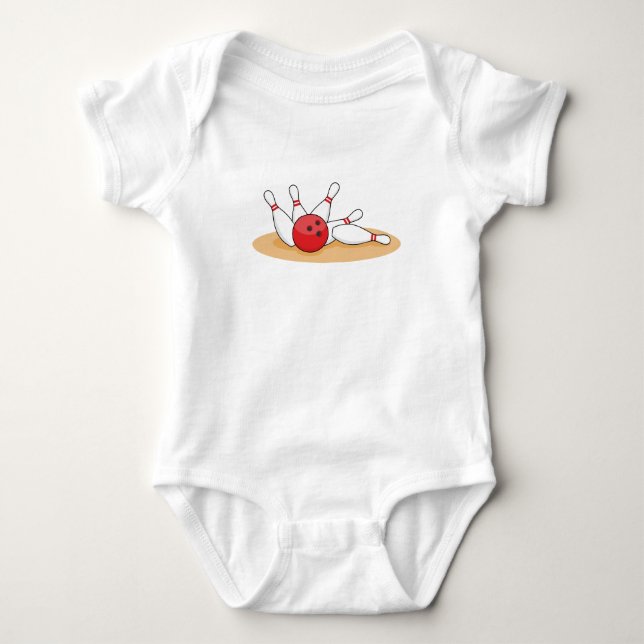 Bowling Ball Strike Skittles Baby Strampler (Vorderseite)