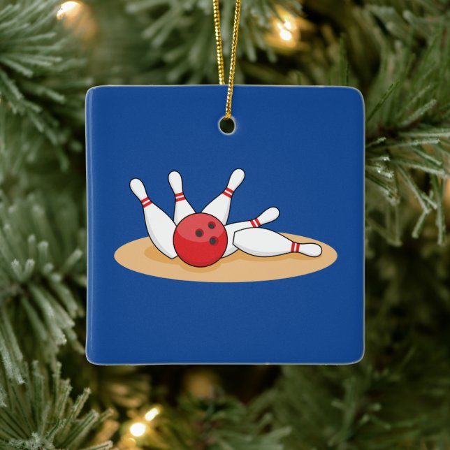 Bowling Ball Strike Skittles Keramikornament (Baum)