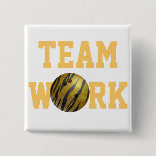 Bowling Ball Tiger Gelb Button