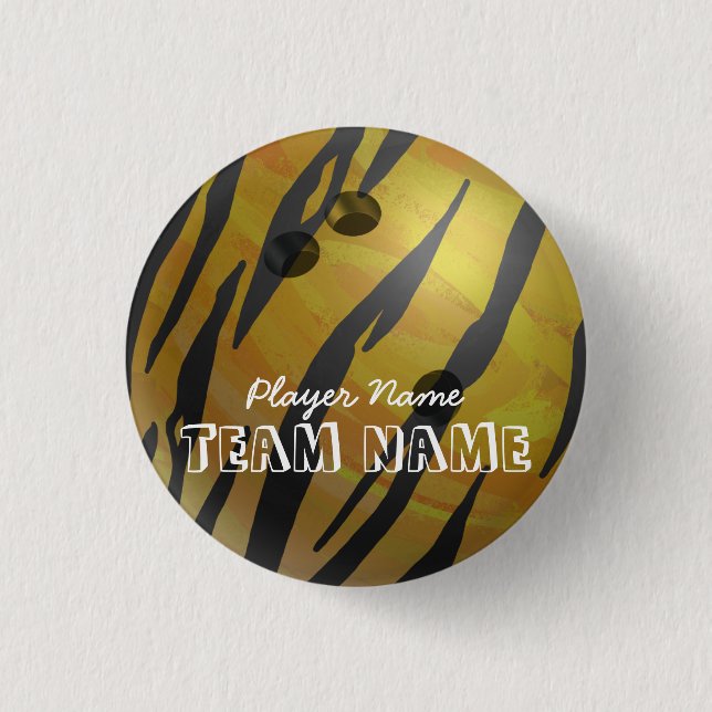 Bowling Ball Tiger Gelb Button (Vorderseite)