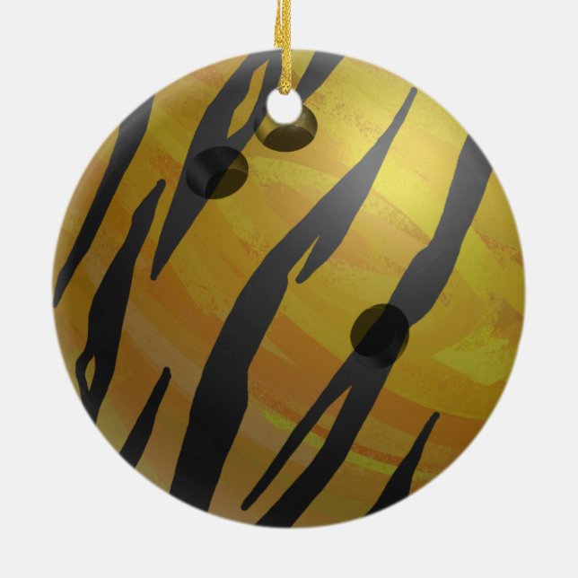 Bowling Ball Tiger Gelb Keramikornament (Hinten)