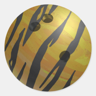 Bowling Ball Tiger Gelb Runder Aufkleber