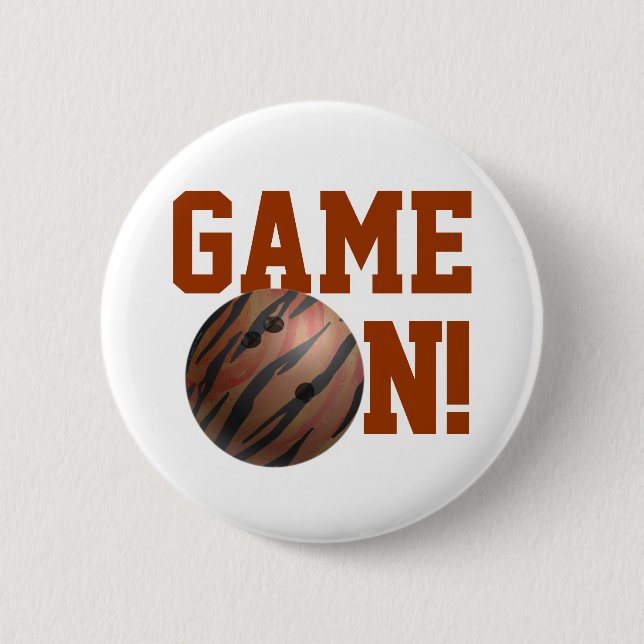 Bowling Ball Tiger Orange Button (Vorderseite)