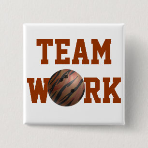 Bowling Ball Tiger Orange Button