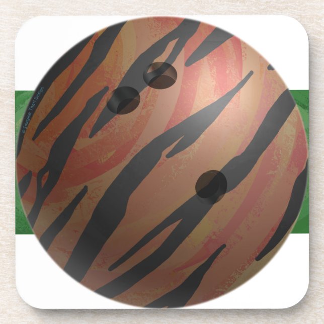 Bowling Ball Tiger Orange Getränkeuntersetzer (Vorderseite)