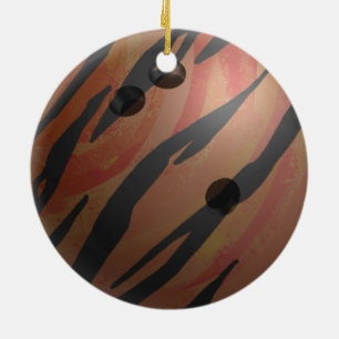 Bowling Ball Tiger Orange Keramikornament