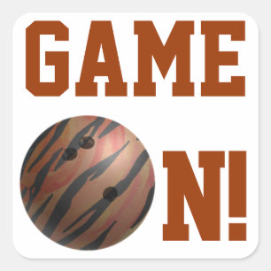 Bowling Ball Tiger Orange Quadratischer Aufkleber